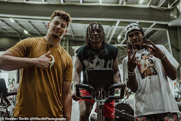 Patrick Mahomes, Rice and Hollywood Brown were recently photographed practicing together.