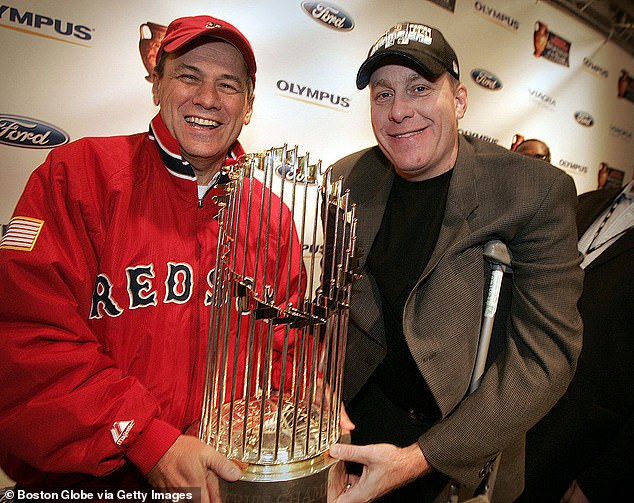 Lucchino (left) was president when the Red Sox ended their 86-year championship drought.