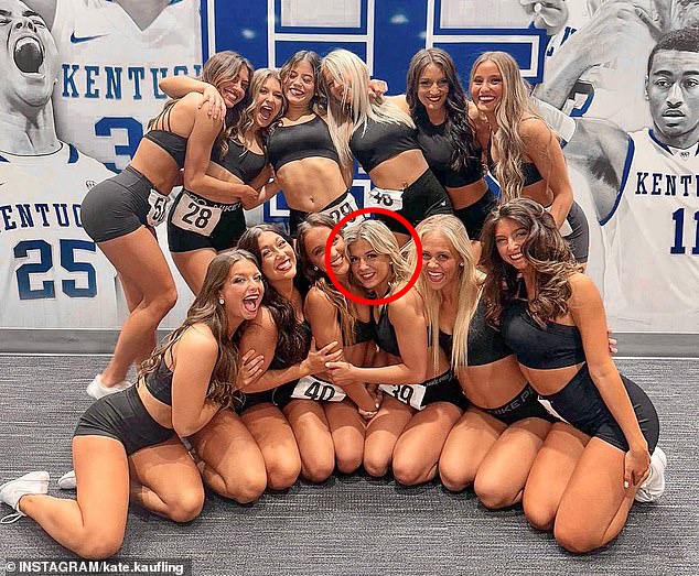 Kate (pictured circled in red), a College of Nursing student, joined the dance team in fall 2023 with her sister, Abbey.