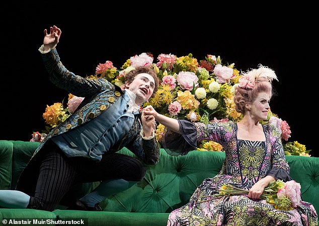The original play, written by Jean Racine, tells of a love triangle between Titus, future new emperor of Rome, his friend Antiochus, king of Commagene, and Bérénice, queen of Judea.  Pictured: an adaptation at the Royal Opera House in 2019