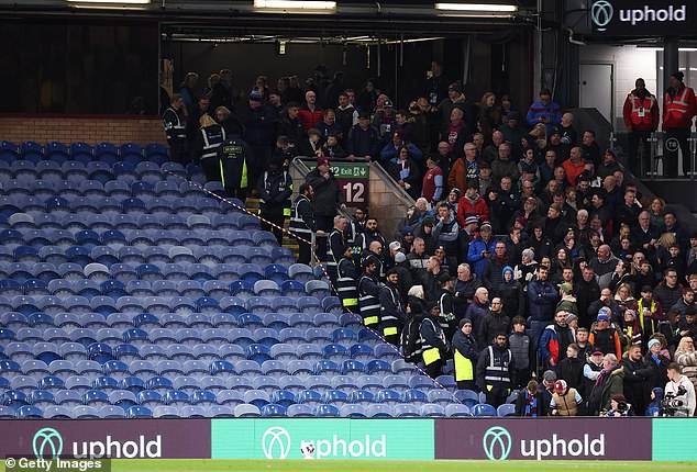 Burnley said fans had been moved due to safety concerns about the roof.