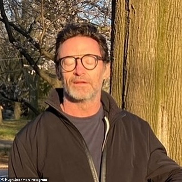 In one photo, Hugh even had his eyes closed. He captioned the post: 'More!'