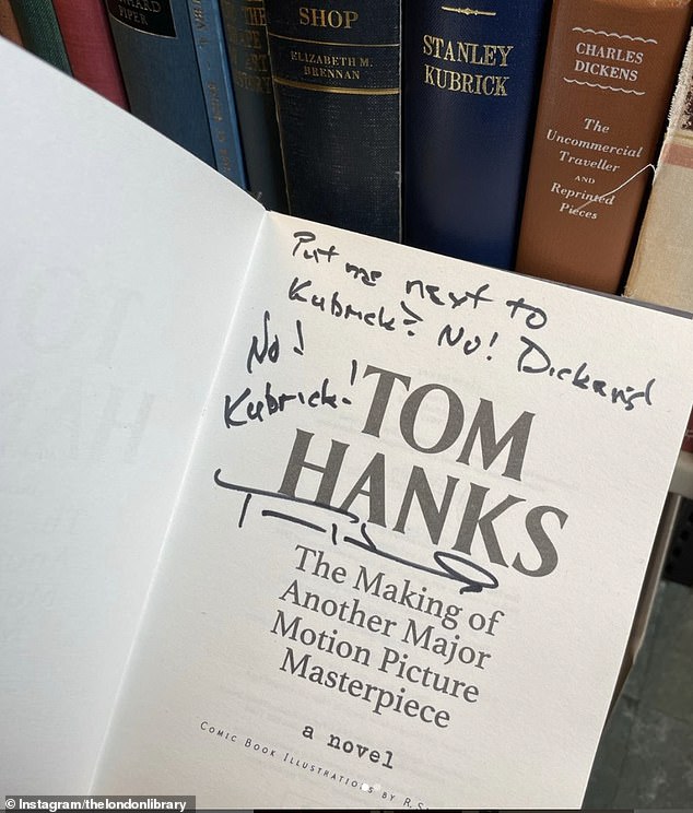Tom Hanks also signed a copy of his book, The Making of Another Major Motion Picture Masterpiece, during his visit.