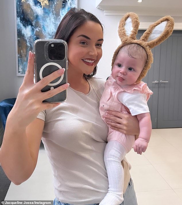 The former Jungle Queen was photographed holding a newborn baby that belongs to her close friend Ciara Watling, as well as photos of her own children Ella and Mia.