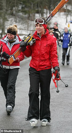 Kate joined the royal ski party with her boyfriend, Prince William.