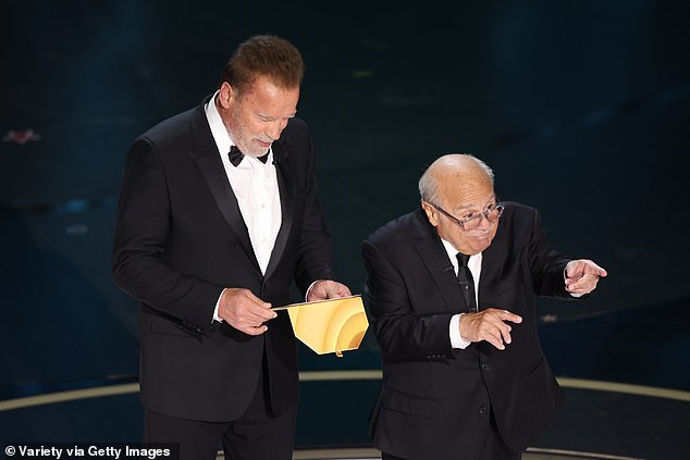 Schwarzenegger (pictured with Danny DeVito at the Oscars) is a Hollywood acting legend