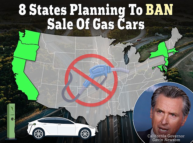 At least eight states plan to ban the sale of new gasoline-powered cars in the next decade, and others are considering joining them.