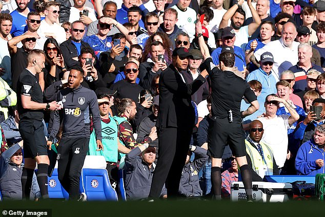 Kompany was sent off during Burnley's 2-2 draw against Chelsea on Saturday.