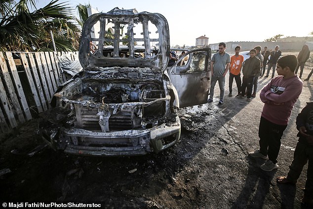 At least 196 aid workers have died to date in this latest conflict between Israel and Hamas (pictured, one of the WCK cars)