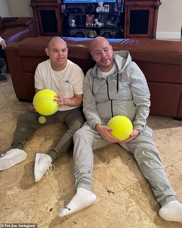 In December, the Lean Back hitmaker celebrated his son's birthday with hilarious photos of them holding huge tennis balls.