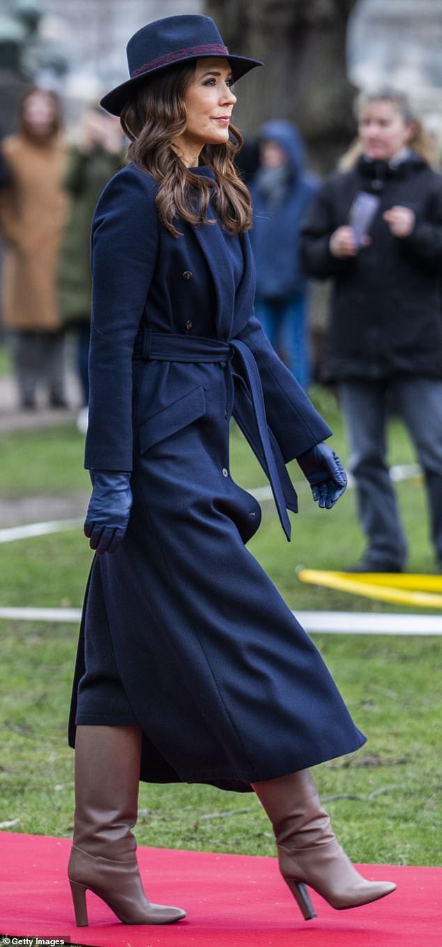 Mary donned an all-navy ensemble as she stepped out without her family
