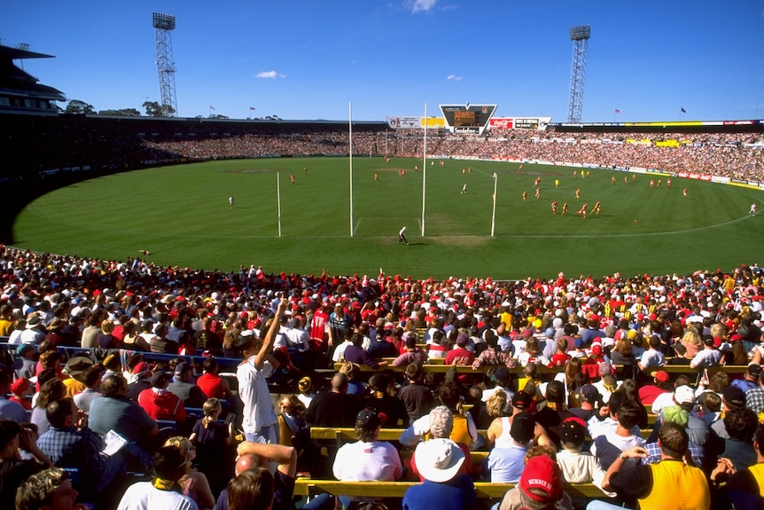 A generic image of a stadium full of customers behind the Waverley Park goals.
