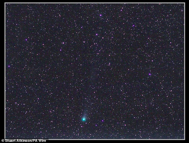 Composite photograph of Comet 12/Pons-Brooks taken in Kendal, Cumbria by Stuart Atkinson on Saturday 16 March 2024.