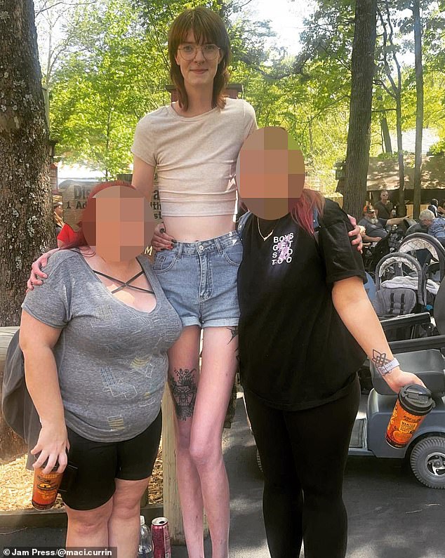 The 21-year-old, who stands 6ft 10in, has gone viral on TikTok after sharing clips of herself showing off her incredible height.