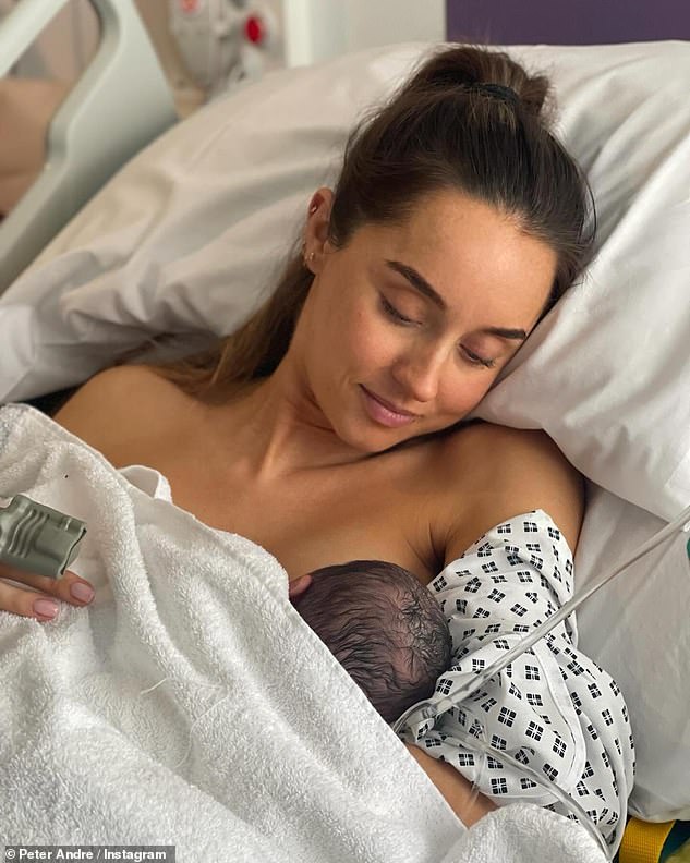 The couple welcomed their third child on April 2 and shared the first snaps of their 'just a few minutes' bundle of joy.
