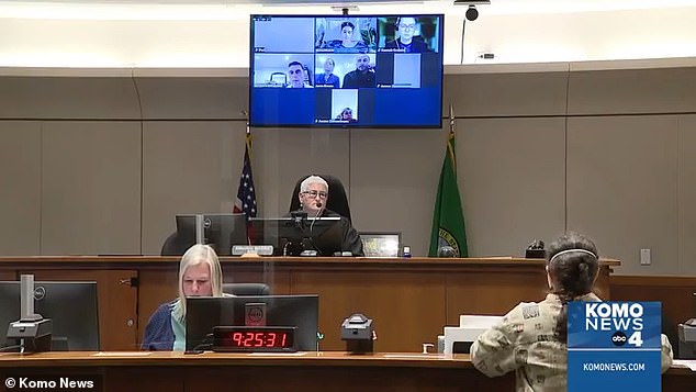 Jones and the victims' families appeared in court via video link on Monday.