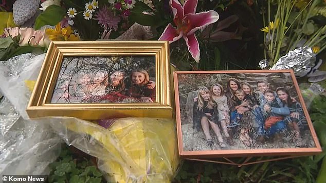 Photographs of the affected families have been left at the scene of the accident.