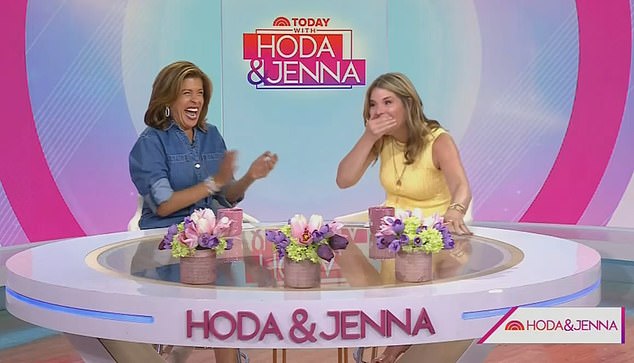 The mother of three looked quite embarrassed as Hoda laughed and mocked her.