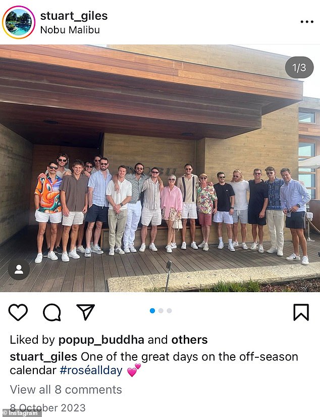 Lions players (pictured at Nobu in Malibu) frequently used the hashtag #roseallday while on vacation.