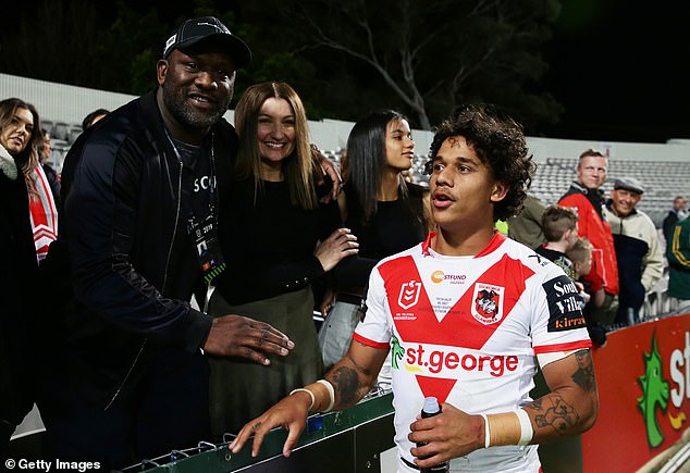 It was a strange move by Dragons management in the eyes of many football fans, with Tristan Sailor (pictured with his father) impressing after making his NRL debut in 2019.