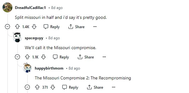 Across nearly 5,000 comments, Redditors took particular issue with Missouri being grouped with the South rather than the Midwest, although Midwesterners weren't interested in saying so.
