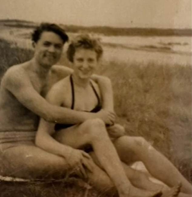 Stan and Nancy photographed together on the beach when they were younger