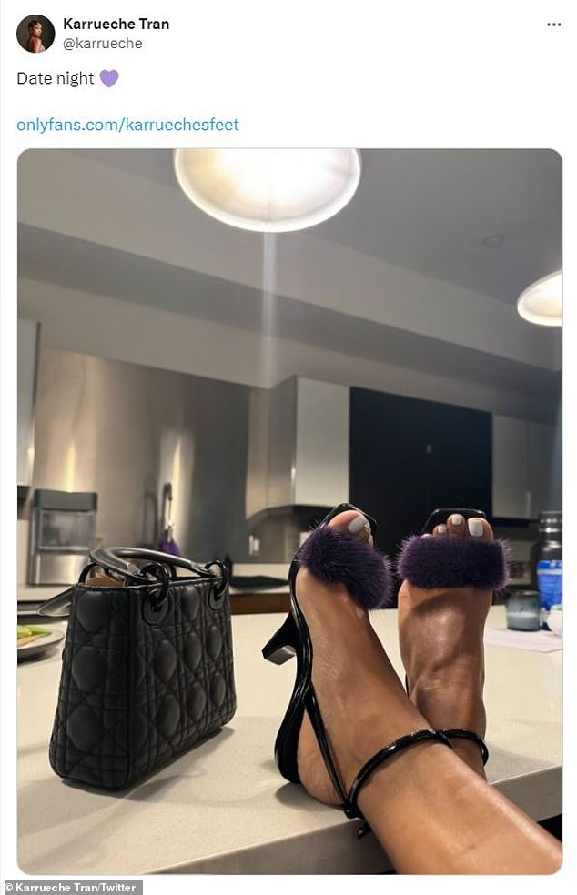 On March 12, Karrueche's pretty feet officially joined the XXX platform, owned by Fenix ​​International, which charges a 20% commission on all her earnings (pictured March 25).