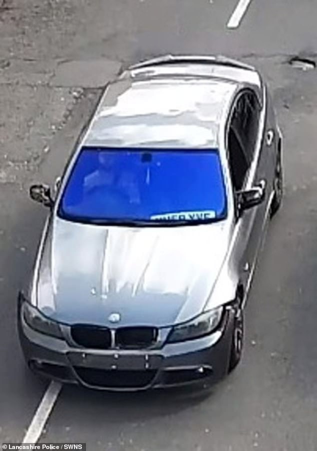 Lancashire Police are seeking to hear from witnesses or anyone with dash cams, CCTV or mobile phone footage capturing the BMW (pictured) before or after the crash.