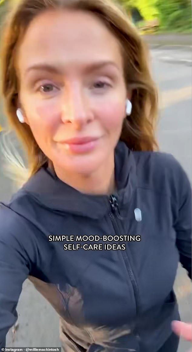 The former Made In Chelsea star, 34, took to the social media platform with a reel titled 'Simple Self-Care Ideas to Improve Your Mood'.