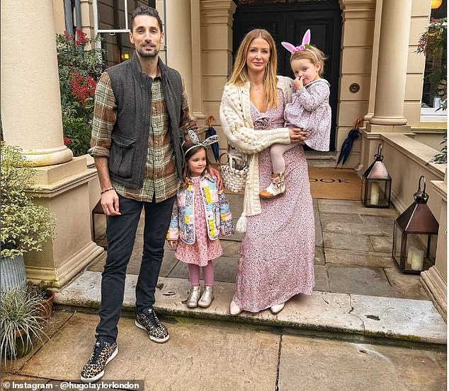 Millie revealed her struggles balancing her anxiety and her two children with Hugo Taylor, 37 - daughters Sienna, three, and Aurelia, two (all pictured on Monday).