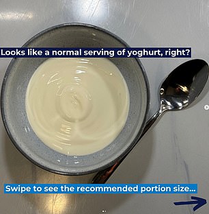 According to Bupa, eating half the yogurt far exceeds the suggested portion for one serving.