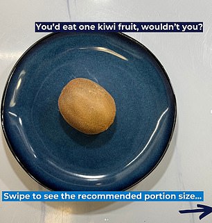 Eating just one kiwi is not a serving, in this case you should eat more to get one of your five a day.