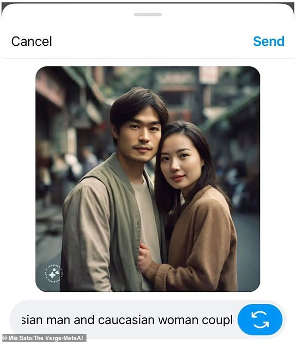Users found that when the AI ​​was asked to produce an image of a mixed-race couple, it almost always produced an image of an East Asian man and woman.