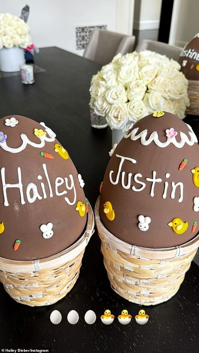 The couple of five years had just celebrated Easter Sunday with large chocolate eggs bearing their name.