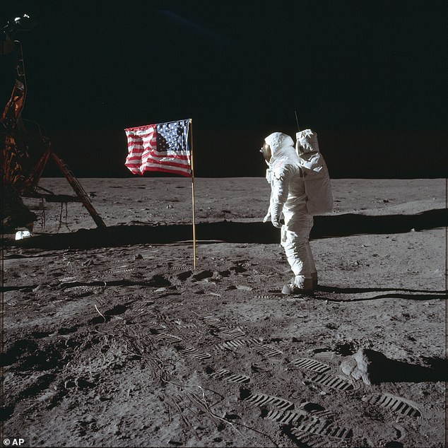 In the photo, astronaut Buzz Aldrin Jr. poses for a photo next to the American flag on the moon during the Apollo 11 mission, July 20, 1969. Artemis is considered the successor to Apollo.