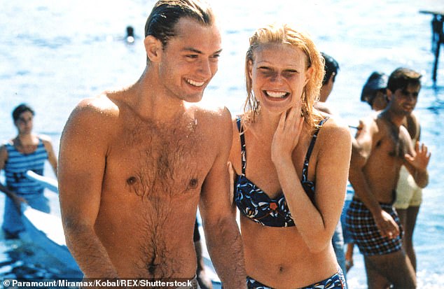 In the scenes where she and Jude Law, who played Dickie, emerge from the sea, Gwyneth, who was 27 at the time, looked radiant in a navy blue printed bikini.