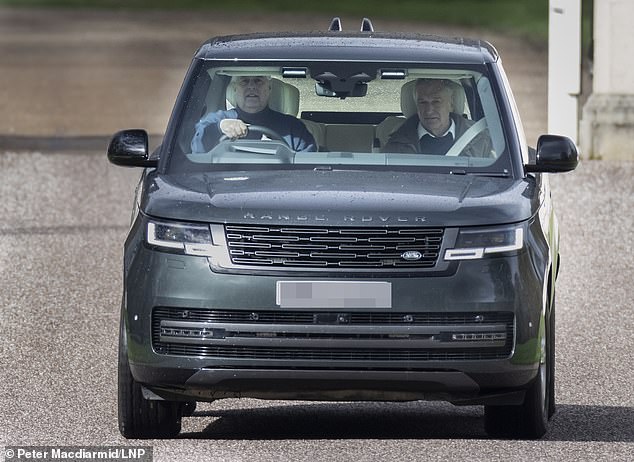 The Duke of York, 64, donned a navy jumper as he got behind the wheel with a royal aide, a day before the premiere of Netflix film Scoop about the duke's Newsnight interview.
