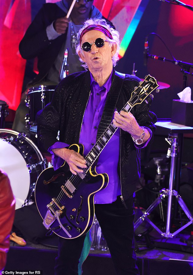 Keith Richards, lead guitarist and half of the band's songwriting duo, during a surprise celebration of their new album Hackney Diamonds at Racket NYC in October of last year.