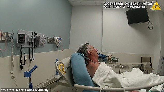 Frankel appears exhausted in his hospital bed after being admitted the night he was Tasered.