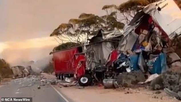 The accident closed the Eyre Highway in Yalata, South Australia.  (Image: Hume Hwy Trucks)