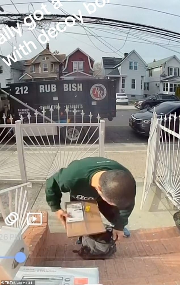 Carlos Mejia was tired of thieves stealing delivery boxes from his front porch, so he set up a stack of decoy packages to lure them into a trap.
