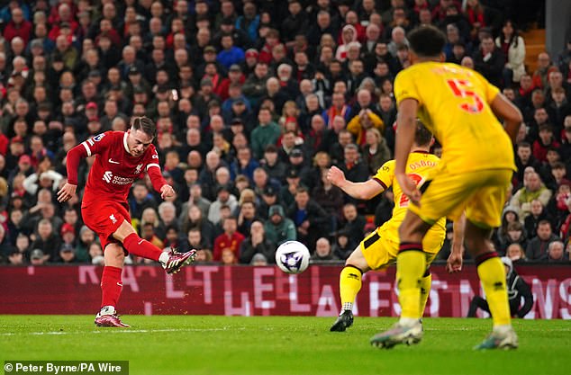Mac Allister has been Liverpool's driving force in recent weeks and has now contributed goals in each of their last six Premier League games.