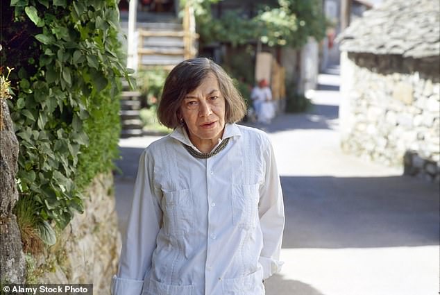 Patricia Highsmith photographed at her home in Aurigeno, Switzerland, in June 1985