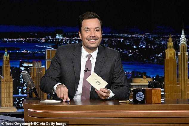 In February 2014, Leno said goodbye to The Tonight Show and Jimmy Fallon took over as his successor; in the photo 2022