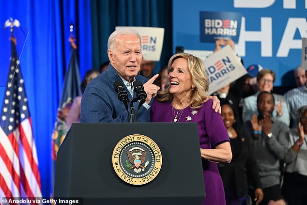 President Biden and first lady Jill Biden at a campaign event in Wallingford, Pennsylvania, on March 8.