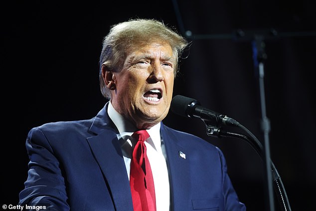 Trump speaking at an NRA presidential forum on February 9 in Harrisburg, Pennsylvania.