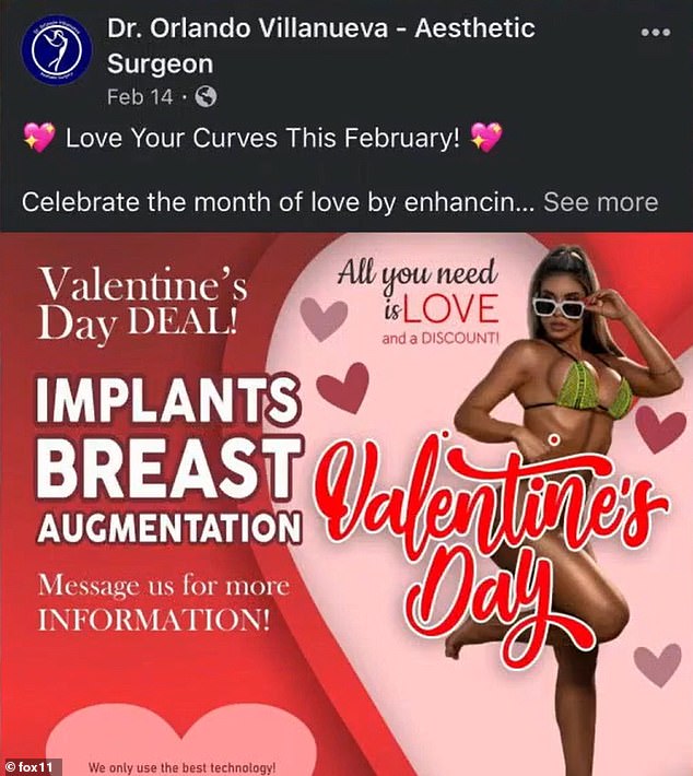 Despite Williams' tragic death at the hands of the unlicensed surgeon, ads for the unlicensed clinic continued to appear on Facebook.