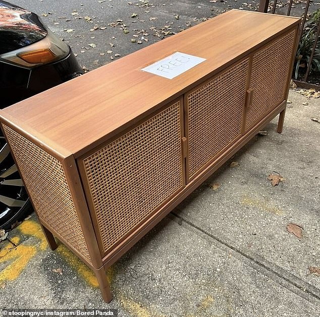 This impressive cabinet was discovered on the side of the street by a lucky New York pedestrian.