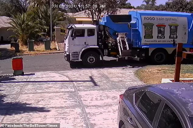 After reviewing the CCTV footage, the man realized that the garbage truck had accidentally dropped his container into his trash compactor.