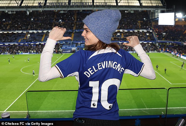 The British actress wore a personalized soccer jersey, which featured her last name printed on the back.